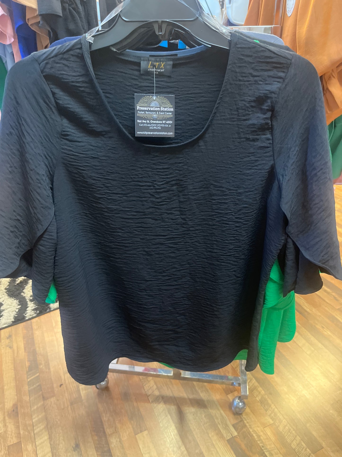 Grey,Green,Black, or Navy top