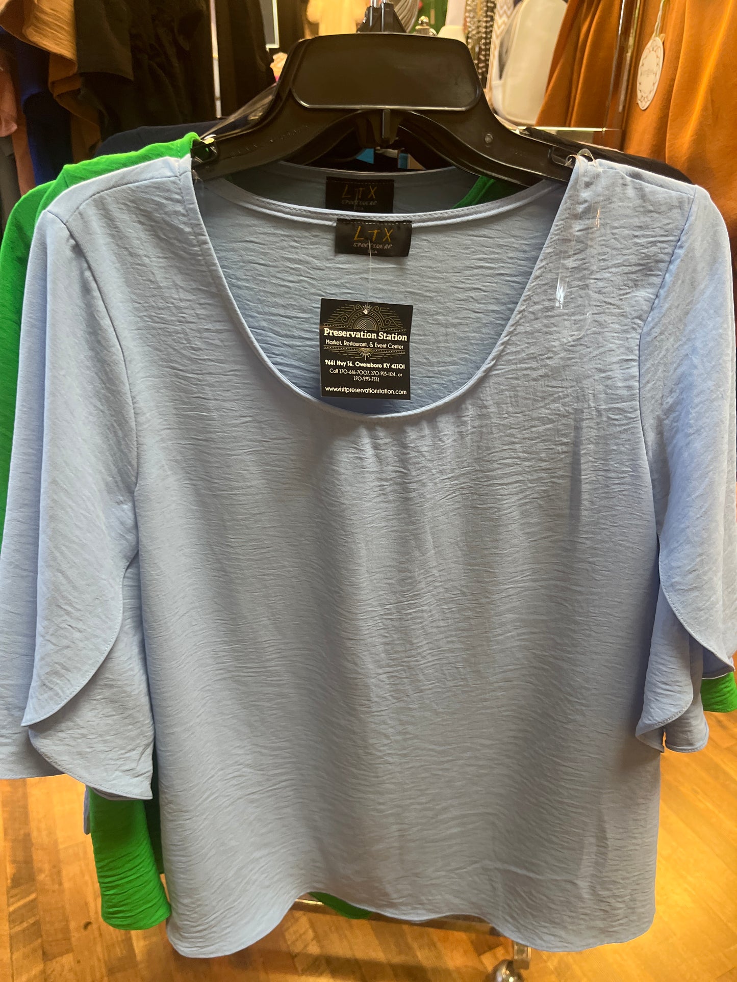 Grey,Green,Black, or Navy top